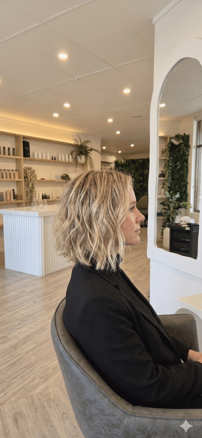 Textured dirty blonde bob, event-ready